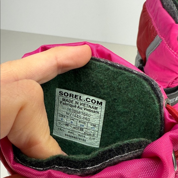 Sorrel flurry pink and black winter snow boots size youth 6 - Picture 7 of 10